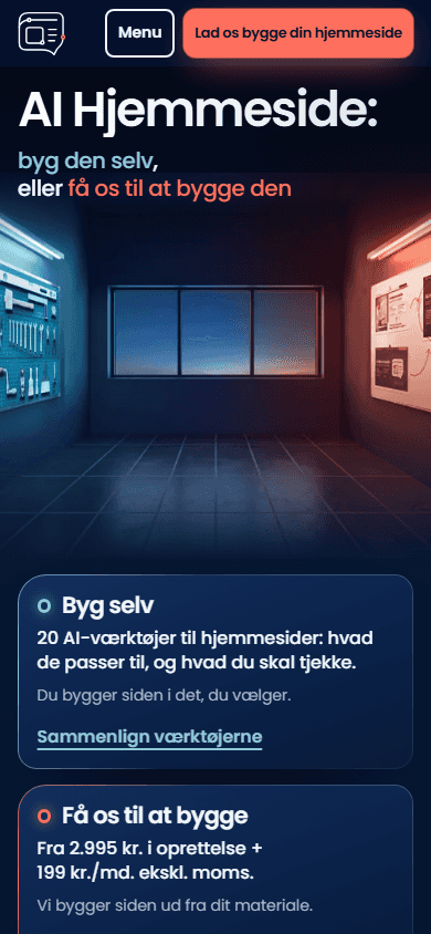 aihjemmeside.dk på en telefon, 390 pixel bred.