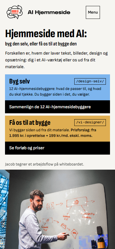 Den tredje af de tre retninger til aihjemmeside.dk på en telefon, 390 pixel bred.